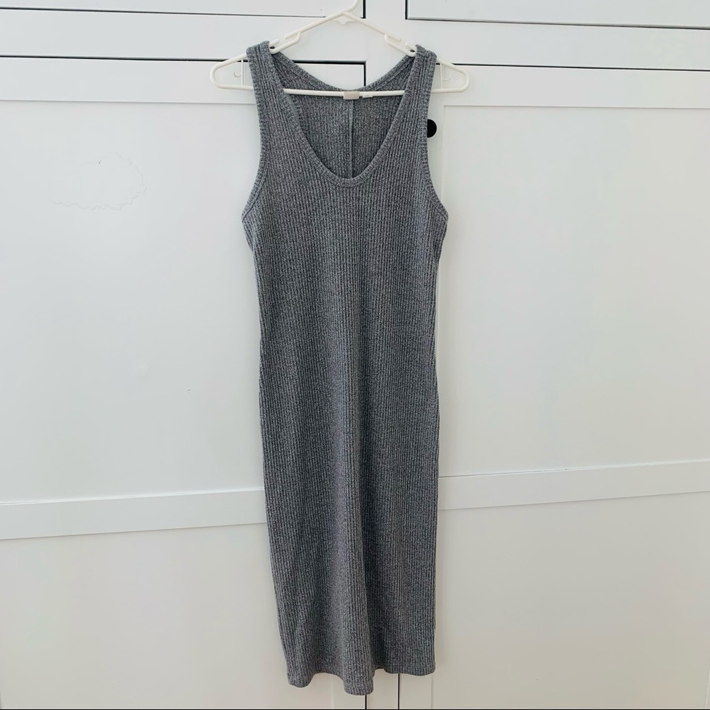 Gap Racerback Gray Knit Midi Bodycon Dress Size Small